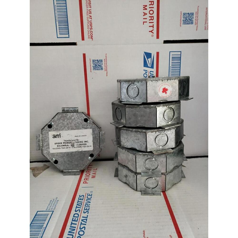 Lot Of 6 Spider Gray Octagon Steel 4-Knockout Junction Box 5-1/2 x 1.75 ~ T3#84
